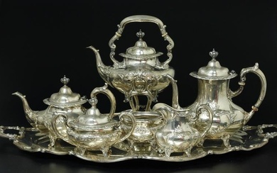 REED & BARTON large sterling silver tea/ coffee set 7 pieces. Marked" REED&BARTON STERLING Burgundy"