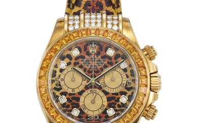 ROLEX. AN EXUBERANT AND RARE 18K GOLD, DIAMOND AND YELLOW...