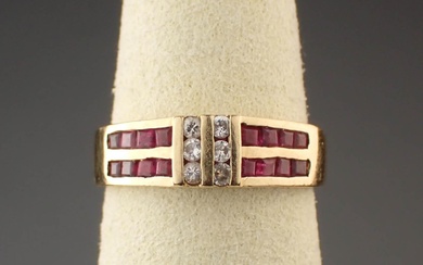 RUBY, DIAMOND AND 14K GOLD RING