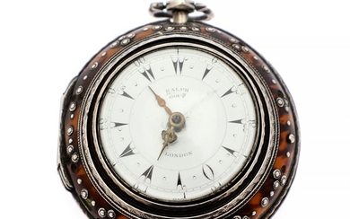 Ralph Gout verge pocket watch, in triple case of sterling silver and tortoise. London c. 1848. Made for the Turkish marked.