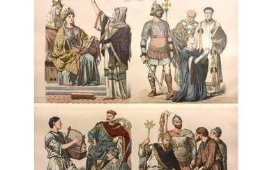 Rare 19thc Costume Plates, Carolingians 700-900 A.D.