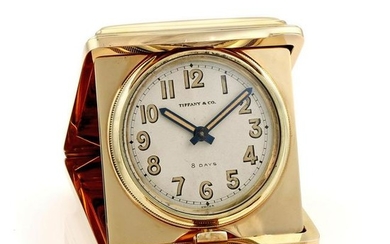 Rare C.1950 Tiffany Co 14K YG 8 Day Travel Clock