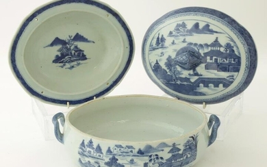 Rare Canton Covered Vegetable Dish, with Liner, 18th Century