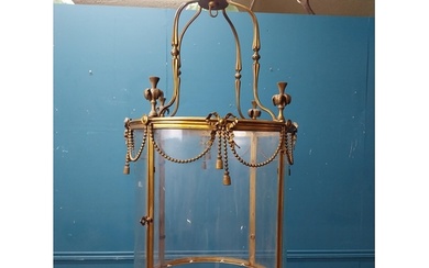 Rare early 19th C. French gilded bronze hall lantern with bo...