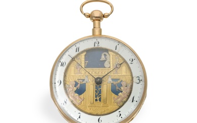 Rarissime montre de poche à 4 automates 'Punchinello', probablement Genève, vers 1810 Environ Ø56mm, env....