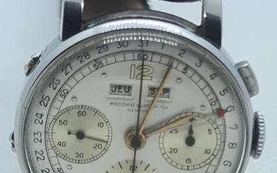 Record Geneve - Stahlchronograph - Kalender - Kaliber Valjoux 72c - Men - Schweiz um 1950