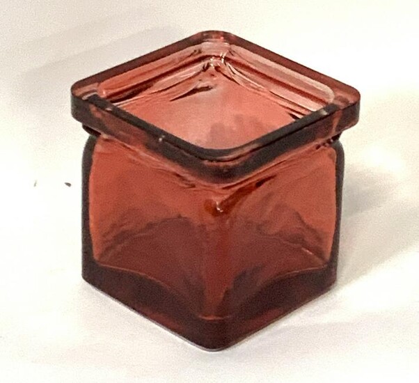 Red Square Art Glass Candle Holder