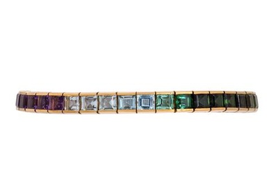 Regenbogenarmband aus verschiedenen Edelsteinen im Carréschliff