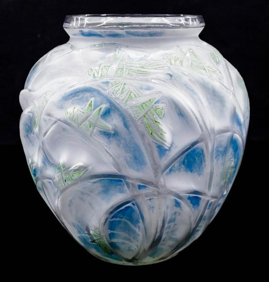 Rene Lalique ''Sauterelles'' Frosted and Colored Glass