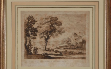 Richard EARLOM (1743-1822) Paire de paysages à l'aquatinte, d'après Le Lorrain. Epreuves imprimées en bistre,...