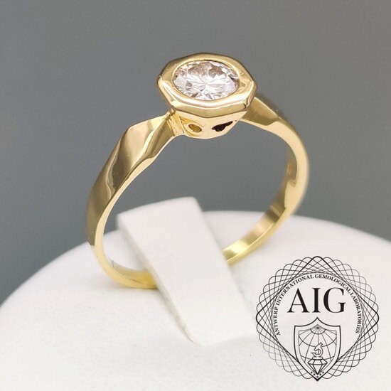 Ring 18 kt.Yellow gold - 0.60 ct Diamond - AIG REPORT