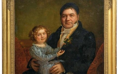Ritratto di gentiluomo con bambina in grembo Scuola del