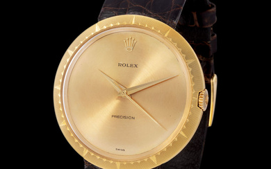 Rolex. Distinctive and Very Attractive, Precision, Wristwatch in Yellow Gold, With Box...