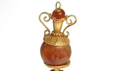Roman Gold and Cornelian Amphora Pendant