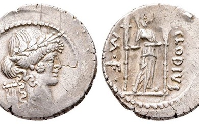 Roman Imperatorial, P. Clodius M.f. Turrinus, Rome, 42 BC. AR Denarius (20 mm, 3.88 g).