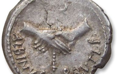 Roman Republic - AR Denarius, D. Iunius Albinus Bruti f., Rome 48 B.C.- Silver