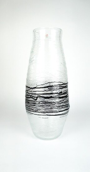 Rossi Matteo - Vase Glass threads Black Crystal (cm 46.5) - (kg 4.1) - Glass