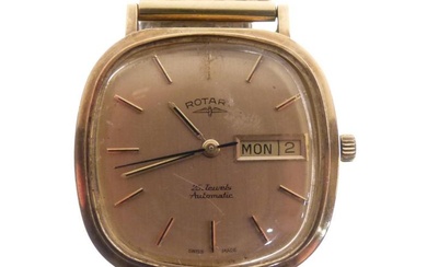 Rotary - Gentleman's 9ct gold wristwatch, gilt rounded square...
