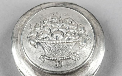 Round pill box, Sweden, 20th century, silver 830/000, gilding inside, straight wall, domed and