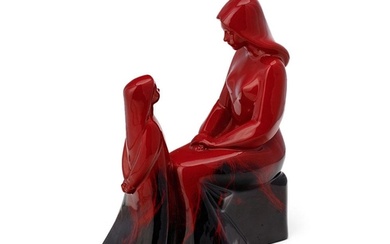 Royal Doulton prototype Flambe figure group Mother & Daughte...