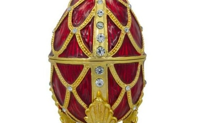 Royal Russian Crimson Trellis Trinket Box Egg