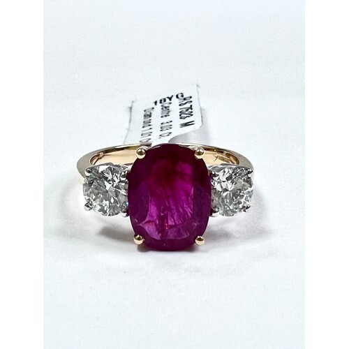 Ruby Ring set with 3.03ct. ruby and 1.01 ct. diamonds. This ...