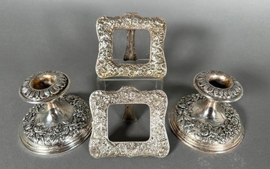 S. Kirk and Son Repousse Picture Frames and Pair of Candlesticks