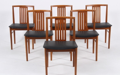 SAX Furniture Factory. A set of six chairs, newly upholstered with black leather (6)