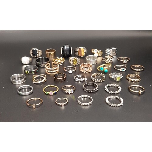 SELECTION OF SILVER AND OTHER RINGS of various sizes and des...