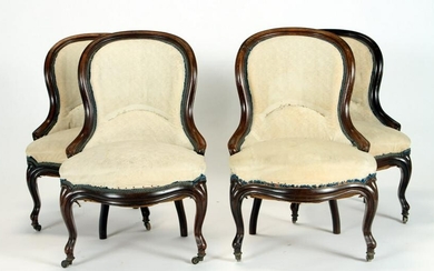 SET 4 SHAPELY ROSEWOOD SLIPPER CHAIRS C.1870
