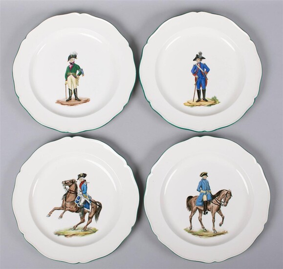 SET OF FOUR WEDGWOOD QUEENSWARE MILITARY PLATES