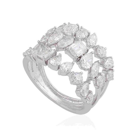 SI/HI Diamond Dome Ring Solid 18k White Gold