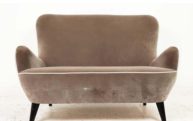 SOFA, 1950s Italian style, with grey velvet upholstery on ta...
