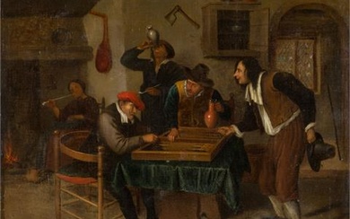 STEEN, Jan, ATTRIBUIERT (1626-1679), "Wirtshausinterieur mit Bauern beim Tricktrackspiel"