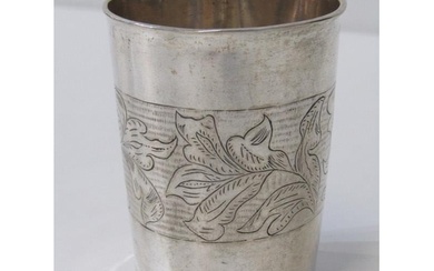 STERLING SILVER CUP, Continental silver beaker with a band o...