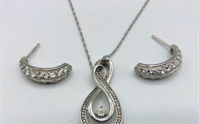 STERLING & DIAMOND Pendant Necklace, Sterling Earrings