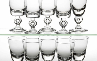 STEUBEN CRYSTAL ART GLASS GOBLETS, LOT OF TEN