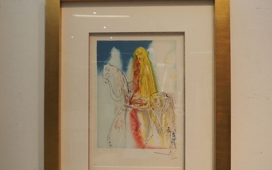 Salvador Dali (1904-1989) : Estampe couleur, chevauchée, signée das la marge en bas à droite,...
