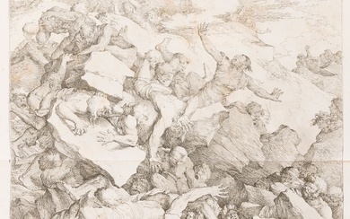 Salvator Rosa (1615-1673) La Chute des géants. 1663. Eau-forte. 472 x 720. Bozzolato 95 ;...