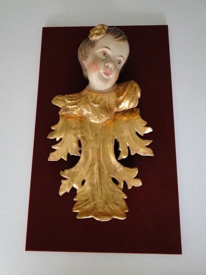 Sculpture, Putto / angel on a rocaille (1) - Baroque - Wood - Mid 18th century