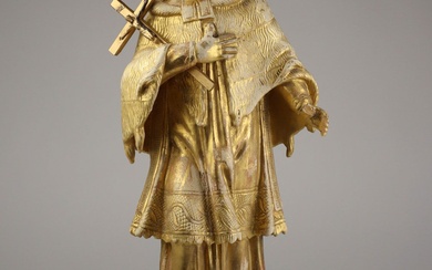 Sculpture en bois - bois, "Saint Jean Népomucène", sculpture en bois, richement décorée d'or. Figure...