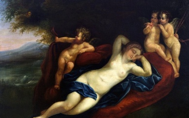 Scuola Francese (XVIII-XIX) - Ninfa addormentata con amorini