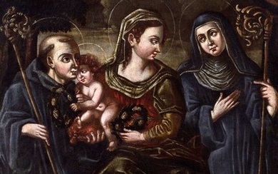Scuola Italiana (XVI-XVII) - Madonna con Bambino, san Francesco e santa Chiara