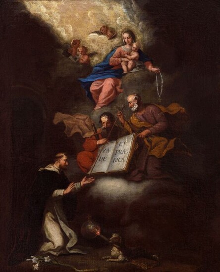 Scuola Italiana (XVIII) - Madonna del Rosario con san Domenico, san Pietro e san Paolo