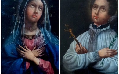 Scuola boema (XVIII) - Vergine e San Luigi Gonzaga (Dipinto bifacciale)