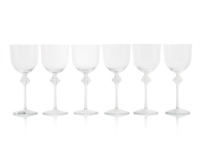 Set of 6 Lalique "Roxane" Water Goblets