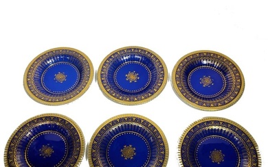 Set of 6 Opaline Plates, Russian or French, 19C.