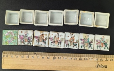 Set of 7 Antique Miniature Chinese Porcelain Boxes