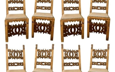 Set of 8 19th Century Italian Renaissance Revival Carved Dining Chairs