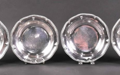 Set of Four English Georgian Silver Soup Plates